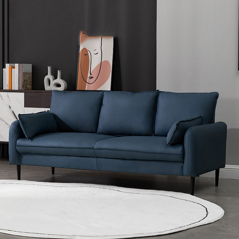 3-Seater Leather Square Arm Pillows Back Sofa for Living Room