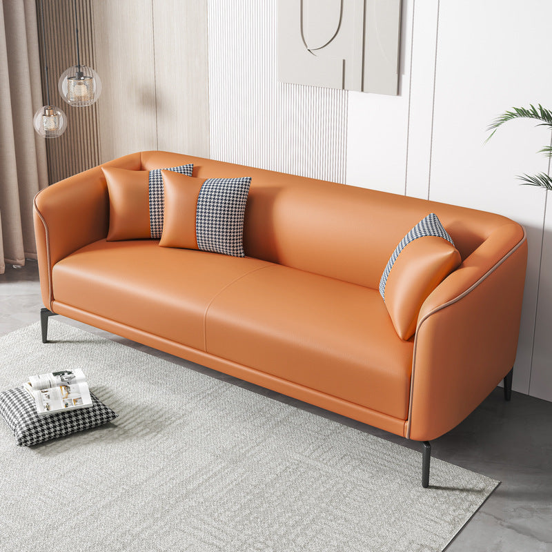Scandinavian Faux Leather Sofa Living Room Tuxedo Arm Loveseat
