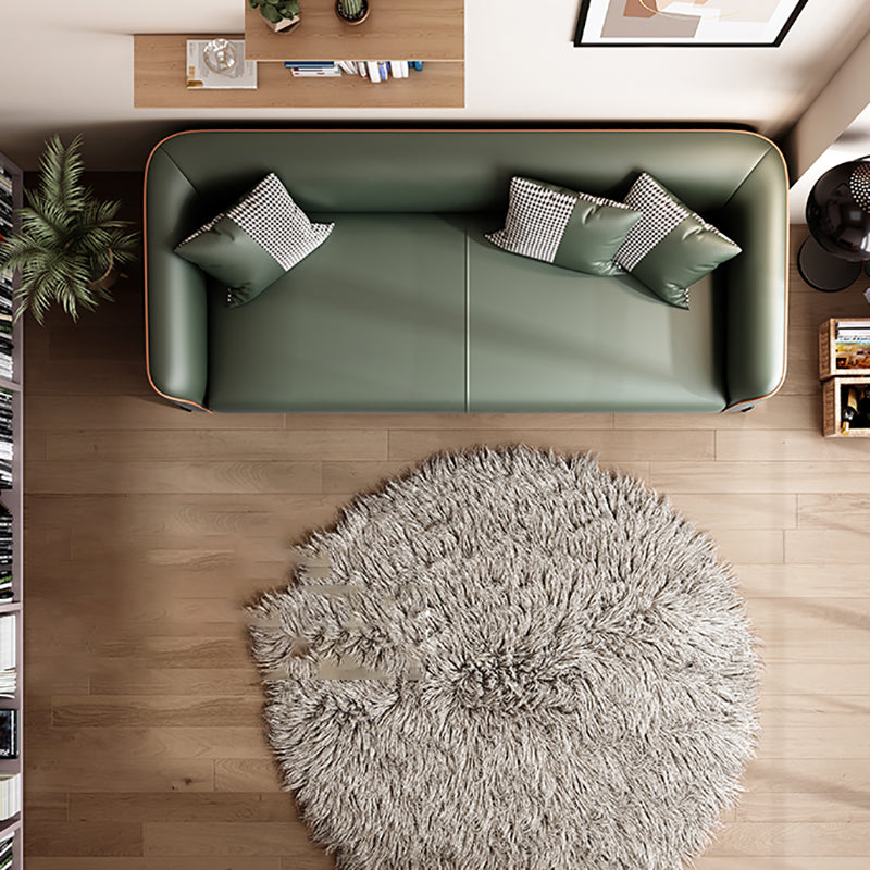 Sloped Arm Faux Leather Sofa Nordic 26" H Seating with Single Cushion