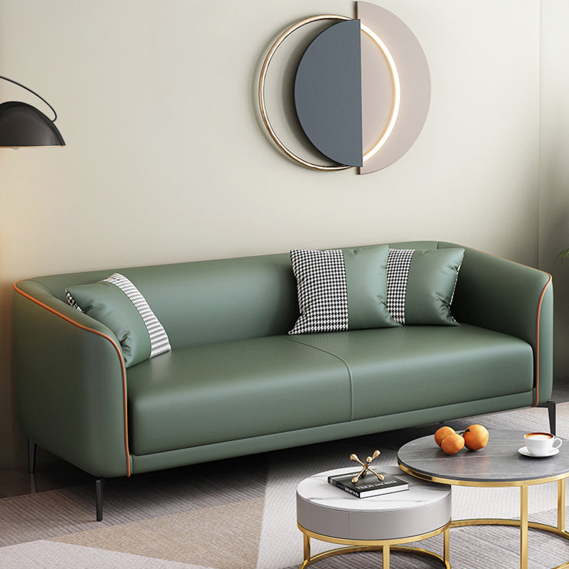 Sloped Arm Faux Leather Sofa Nordic 26" H Seating with Single Cushion