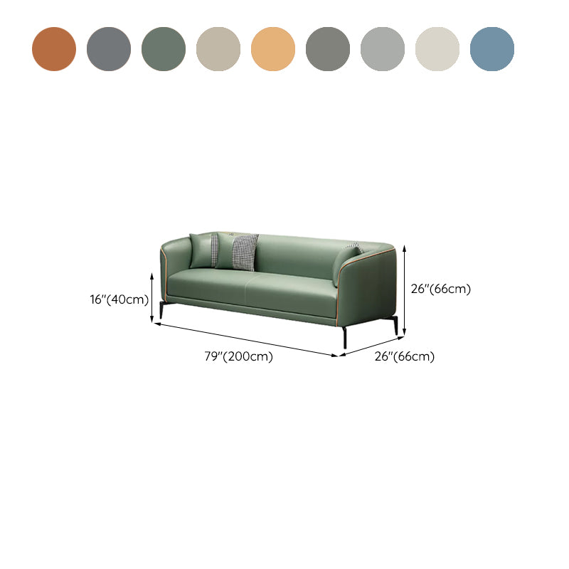 Sloped Arm Faux Leather Sofa Nordic 26" H Seating with Single Cushion