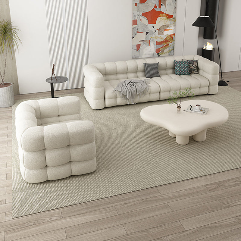 35" Wide Scandinavian Sofa Bed White Fabric Seating with Pillows