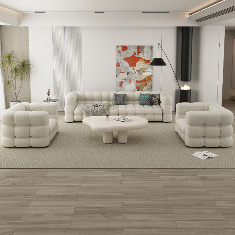 35" Wide Scandinavian Sofa Bed White Fabric Seating with Pillows