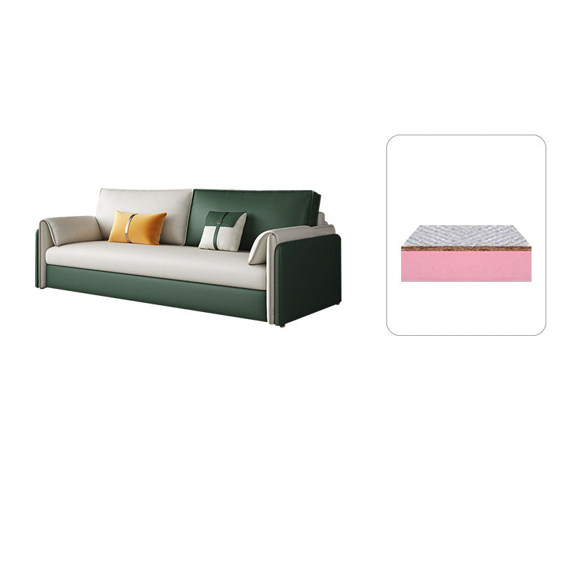 Modern Square Arms Sofa Pillows Included Solid Back Settee with Metal Legs