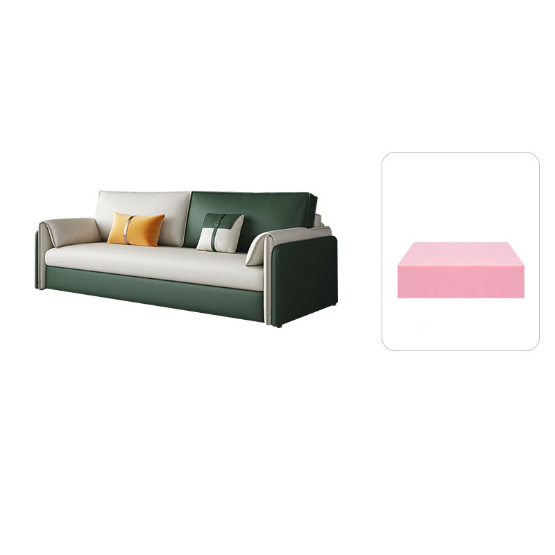Modern Square Arms Sofa Pillows Included Solid Back Settee with Metal Legs