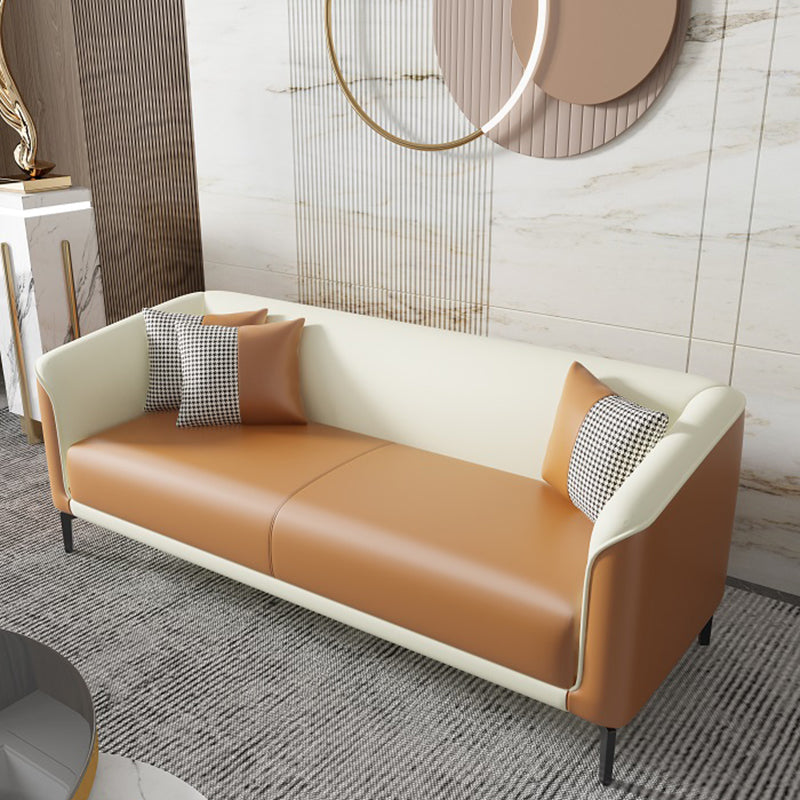 Contemporary Faux Leather Tight Back Flared Arm Living Room Seating