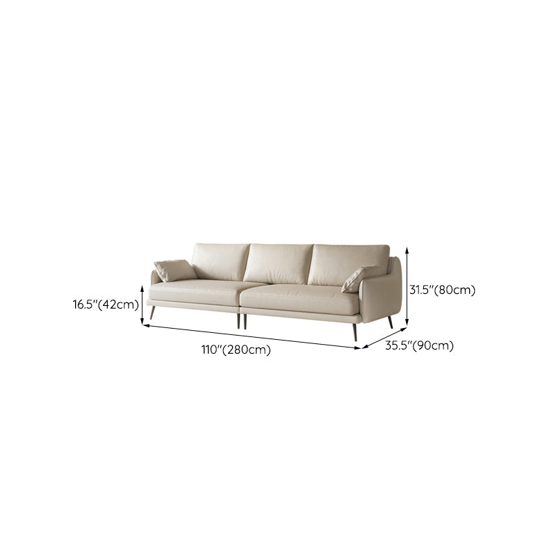 Genuine Leather Pillow Back Sofa 31.49" H Pillow Top Arm Sofa