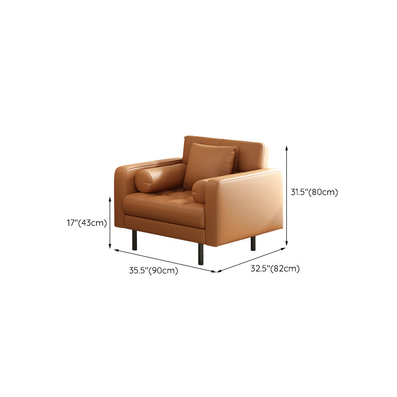 Industrial Square Arms Sofa Pillows Included Back Settee with Metal Legs