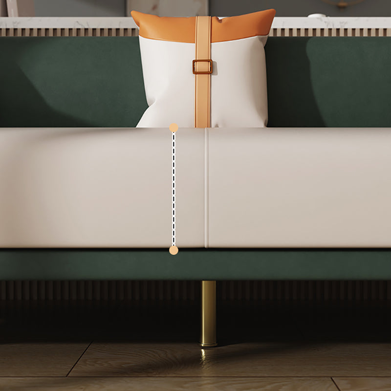 Wooden Square Arms Sofa Pillows Included Back Settee with Metal Legs