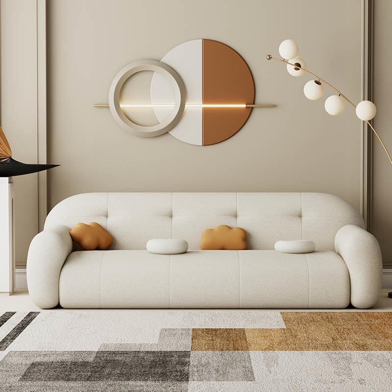 Modern Solid Color Settee Stationary Leather Sofa for Living Room