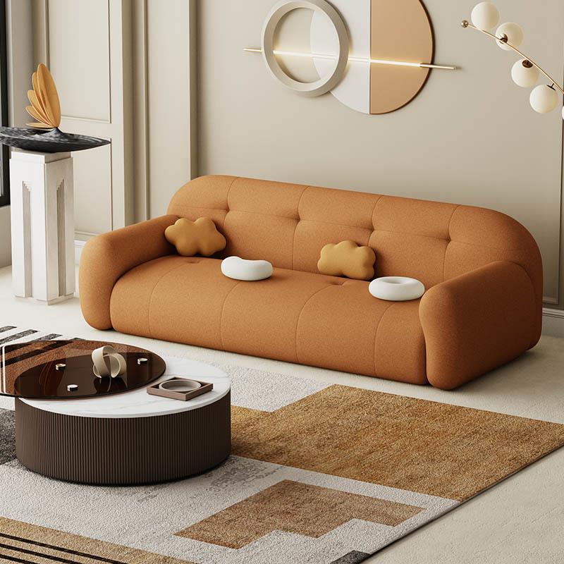 Modern Solid Color Settee Stationary Leather Sofa for Living Room