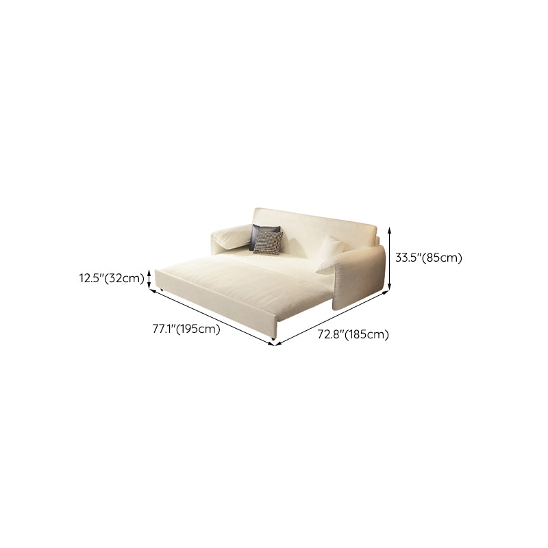 Faux Leather Sofa Bed Convertible with Storage Sofa in Beige