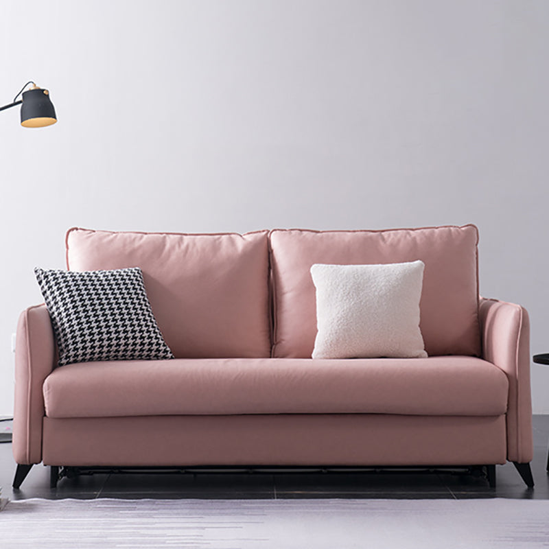 Solid Color Sofa Bed Leather Sofa Square Arm Sofa Bed for Apartment