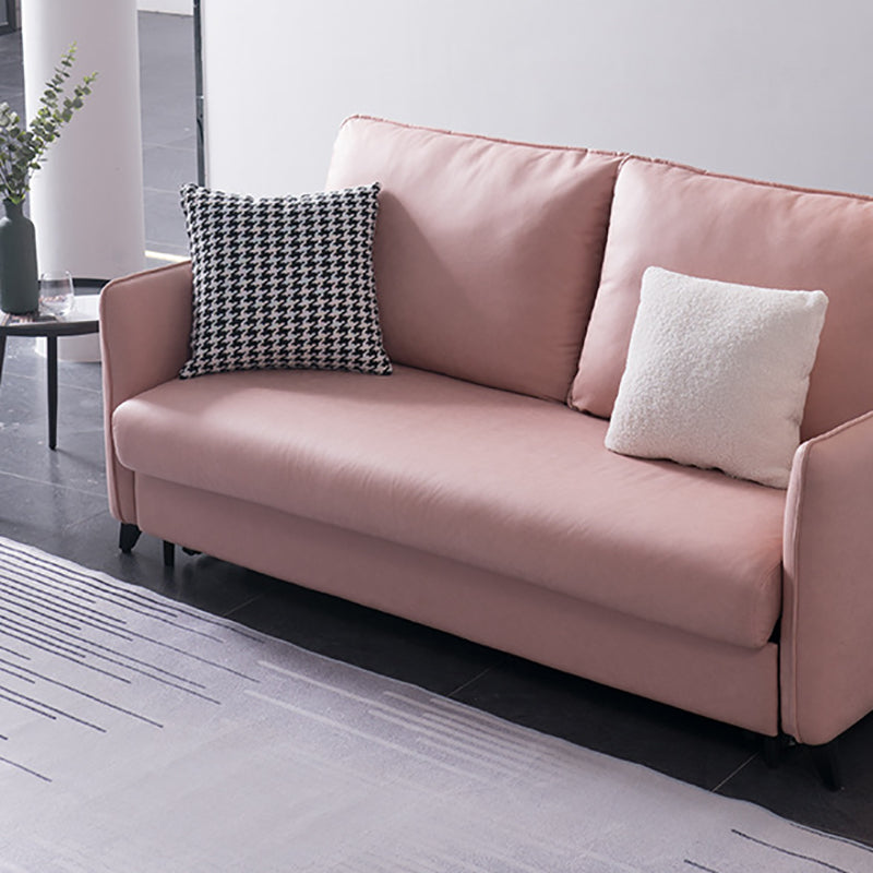 Solid Color Sofa Bed Leather Sofa Square Arm Sofa Bed for Apartment