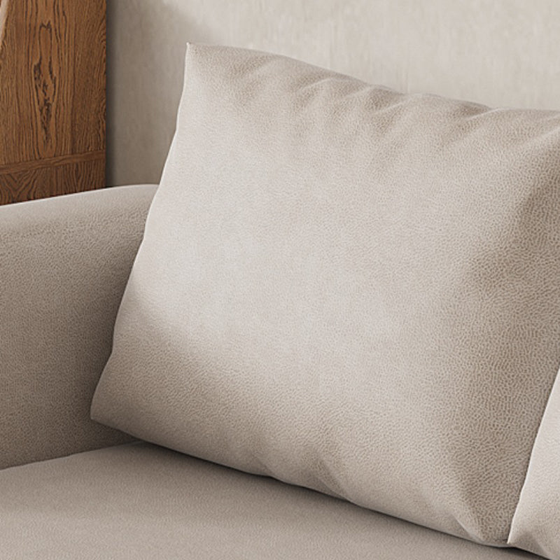 Leather Square Arm Sofa Bed Solid Color Storage Sofa Bed for Apartment