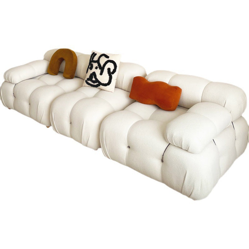 Foam Scratch Resistant Settee White Tight Seat Sofa with Nailhead