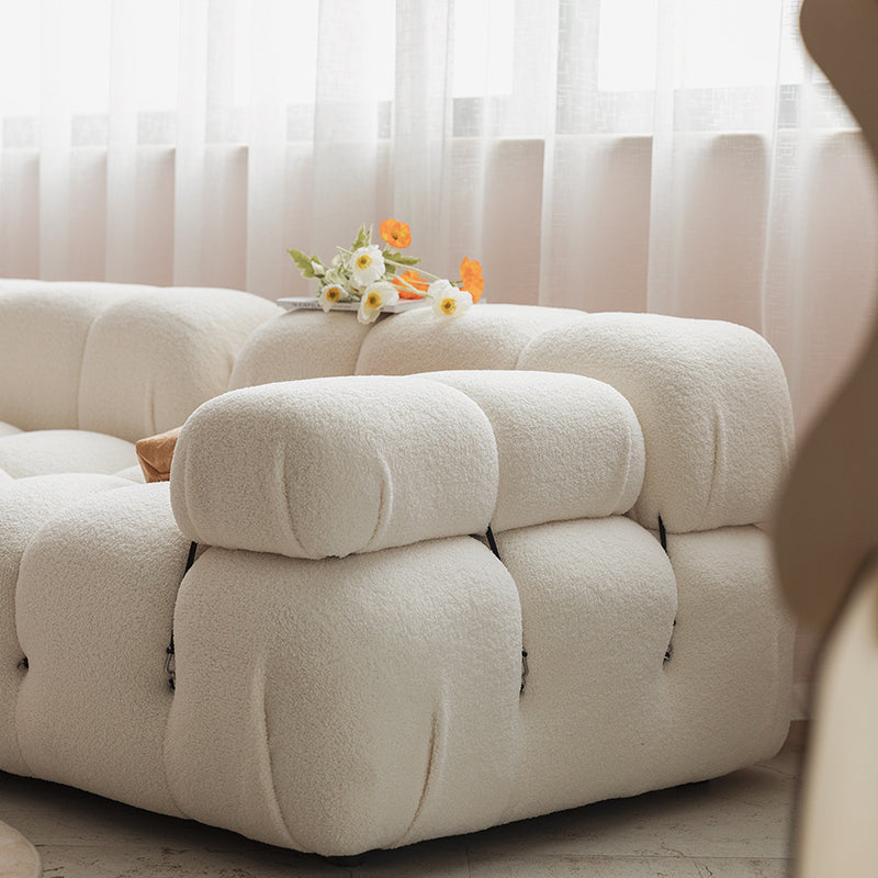 Foam Scratch Resistant Settee White Tight Seat Sofa with Nailhead
