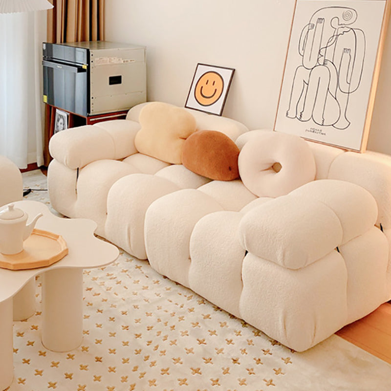 Foam Scratch Resistant Settee White Tight Seat Sofa with Nailhead