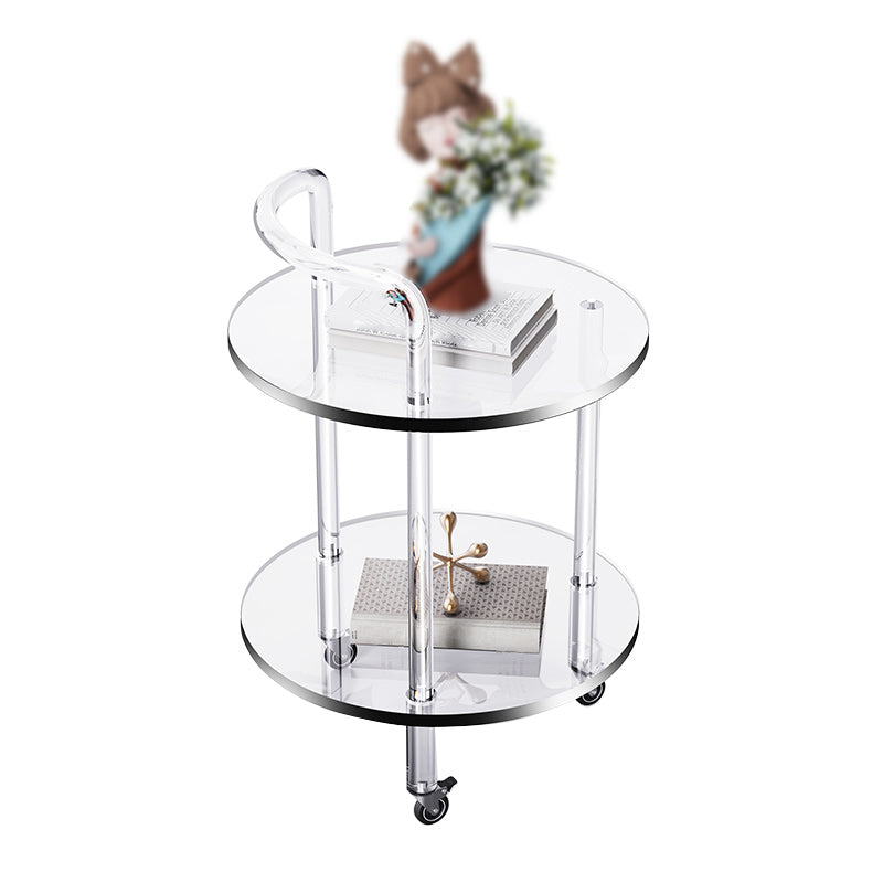 22" H End Slide Table Round Shape Acrylic End Table in Clear