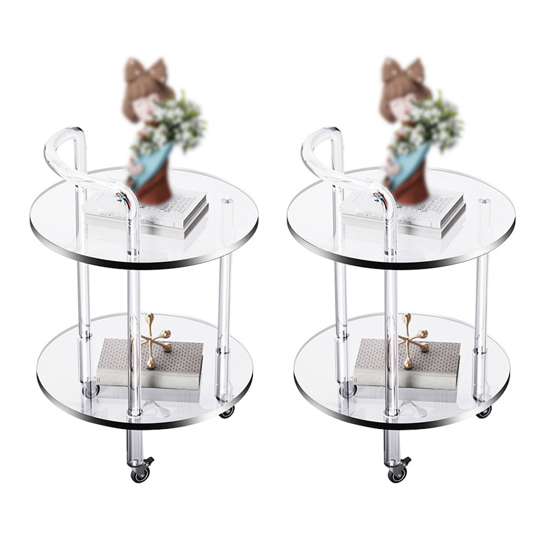 22" H End Slide Table Round Shape Acrylic End Table in Clear