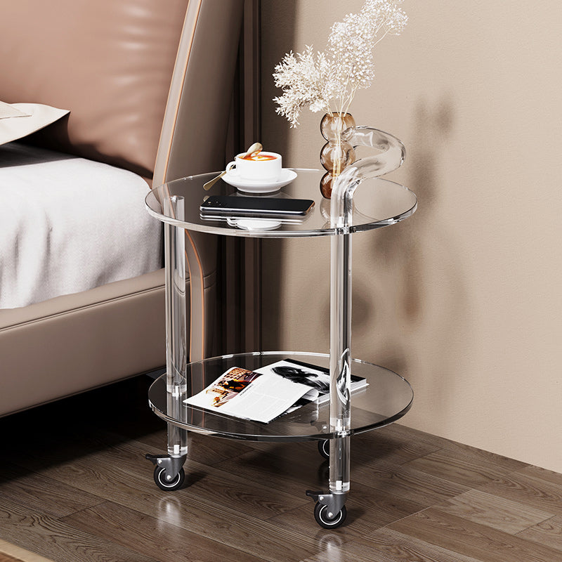 22" H End Slide Table Round Shape Acrylic End Table in Clear