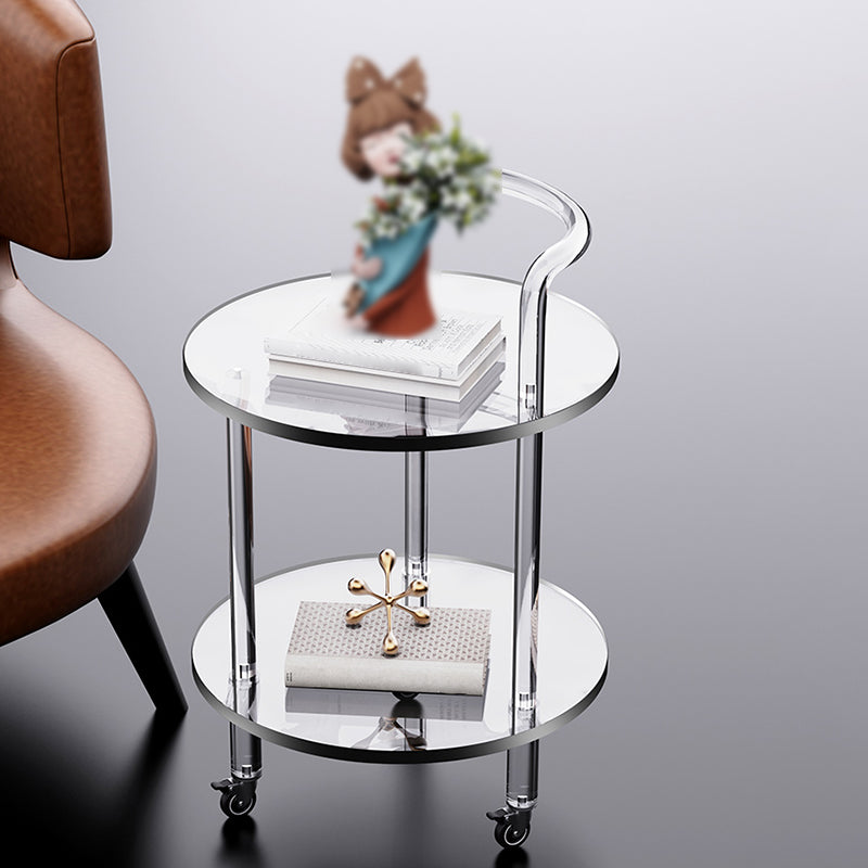 22" H End Slide Table Round Shape Acrylic End Table in Clear