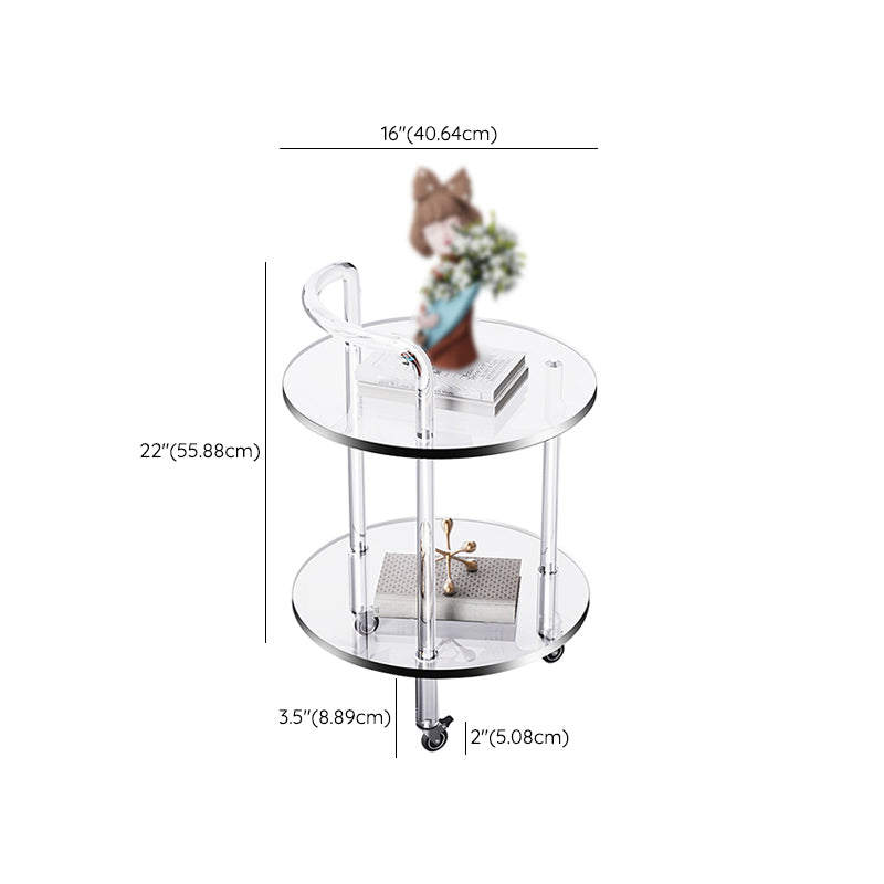 22" H End Slide Table Round Shape Acrylic End Table in Clear
