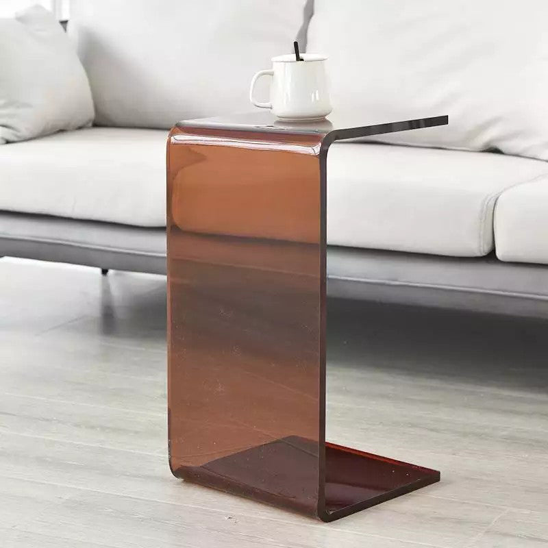 Modernistic Plastic Square Side End Table Modern Sled Sofa Side Accent Table