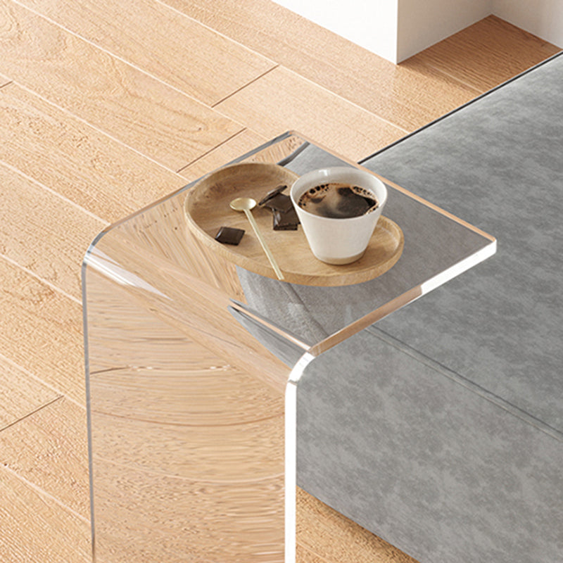 Modernistic Plastic Square Side End Table Modern Sled Sofa Side Accent Table