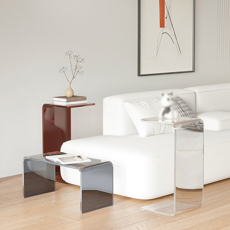 Modernistic Plastic Square Side End Table Modern Sled Sofa Side Accent Table