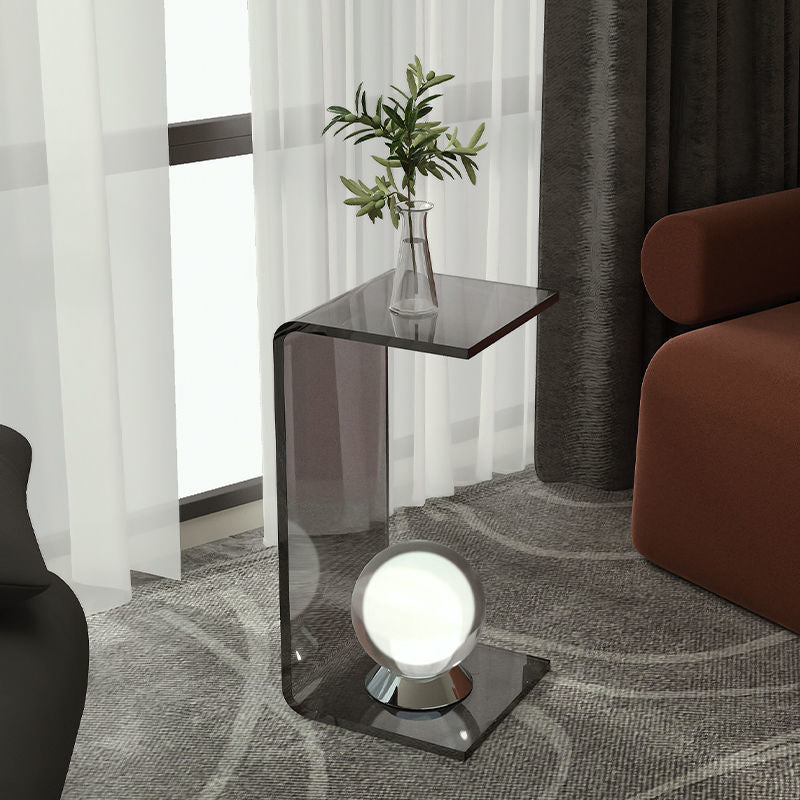 Modernistic Plastic Square Side End Table Modern Sled Sofa Side Accent Table