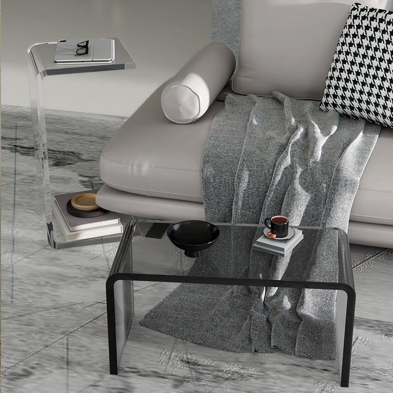 Modernistic Plastic Square Side End Table Modern Sled Sofa Side Accent Table