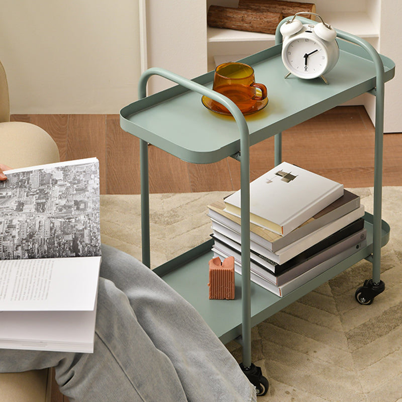 Tray Top Double Tier End Table Rectangular End Slide Table with Storage