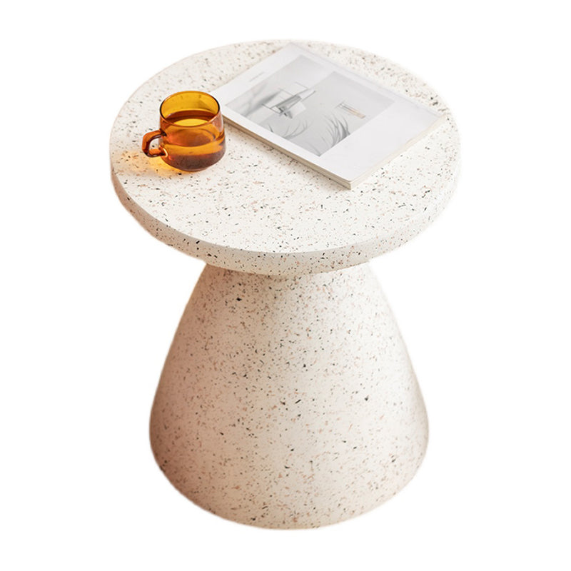White Sofa Side Accent Table Round and Cone Shape Corner Table