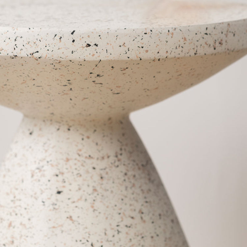 White Sofa Side Accent Table Round and Cone Shape Corner Table