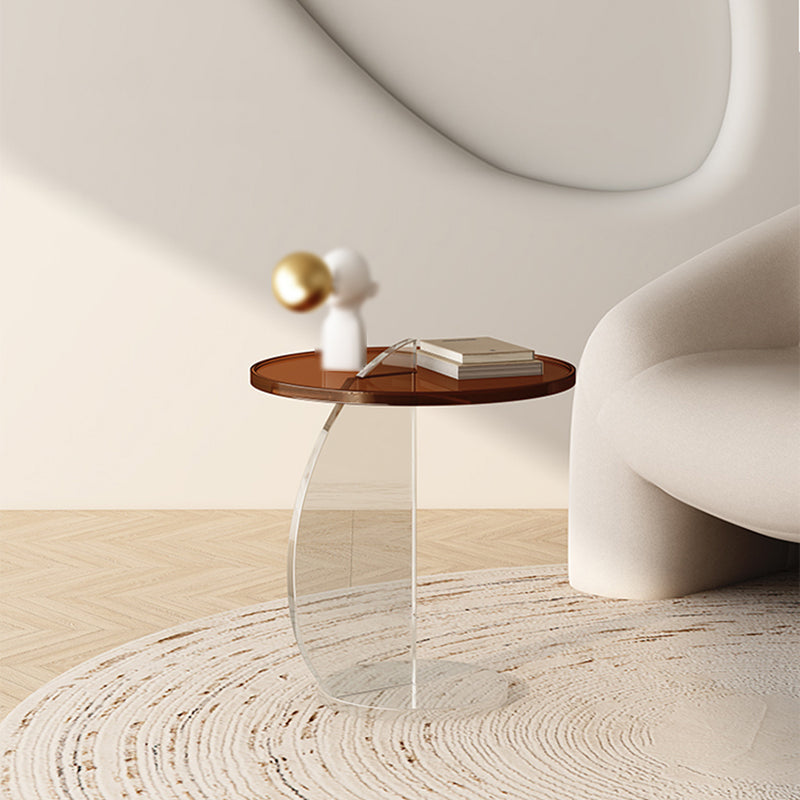 Contemporary Round Side End Table Plastic Pedestal Sofa Side Accent Table