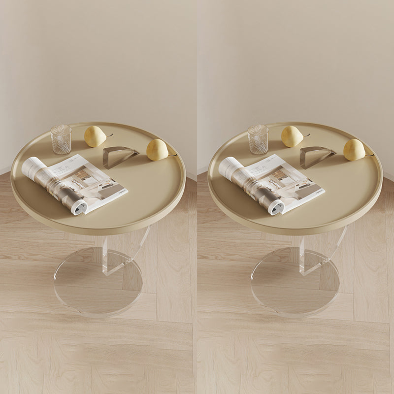 Contemporary Round Side End Table Plastic Pedestal Sofa Side Accent Table