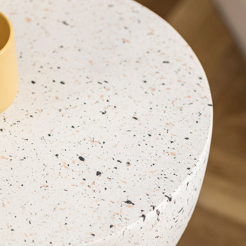 Double Semicircle Shape Side End Snack Table White Cement Corner Table