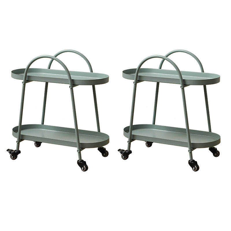 Contemporary Tray Top Double Tier End Table Oval End Slide Table with Storage