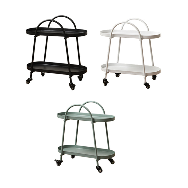 Contemporary Tray Top Double Tier End Table Oval End Slide Table with Storage