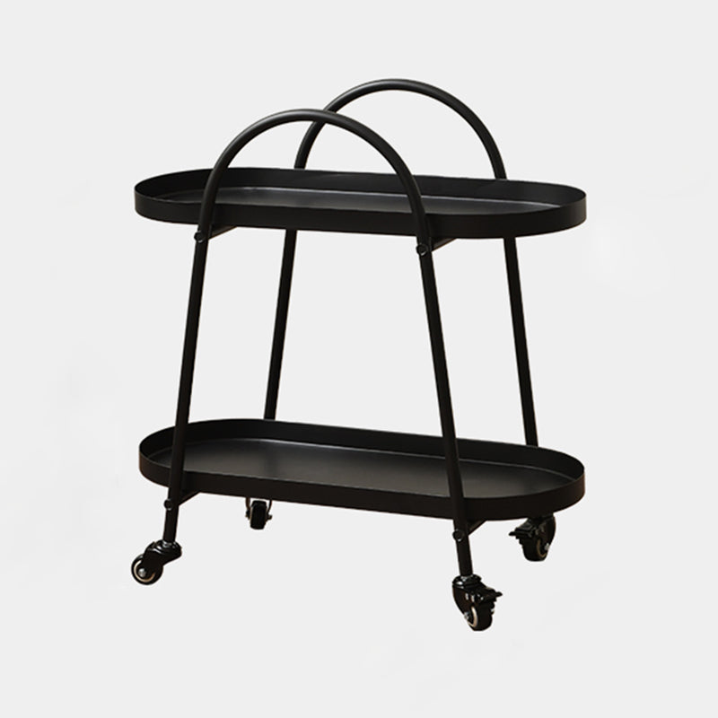 Contemporary Tray Top Double Tier End Table Oval End Slide Table with Storage