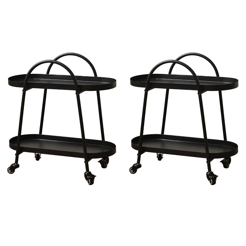 Contemporary Tray Top Double Tier End Table Oval End Slide Table with Storage