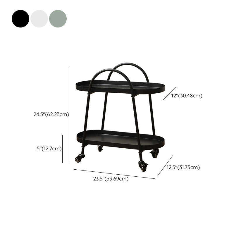 Contemporary Tray Top Double Tier End Table Oval End Slide Table with Storage