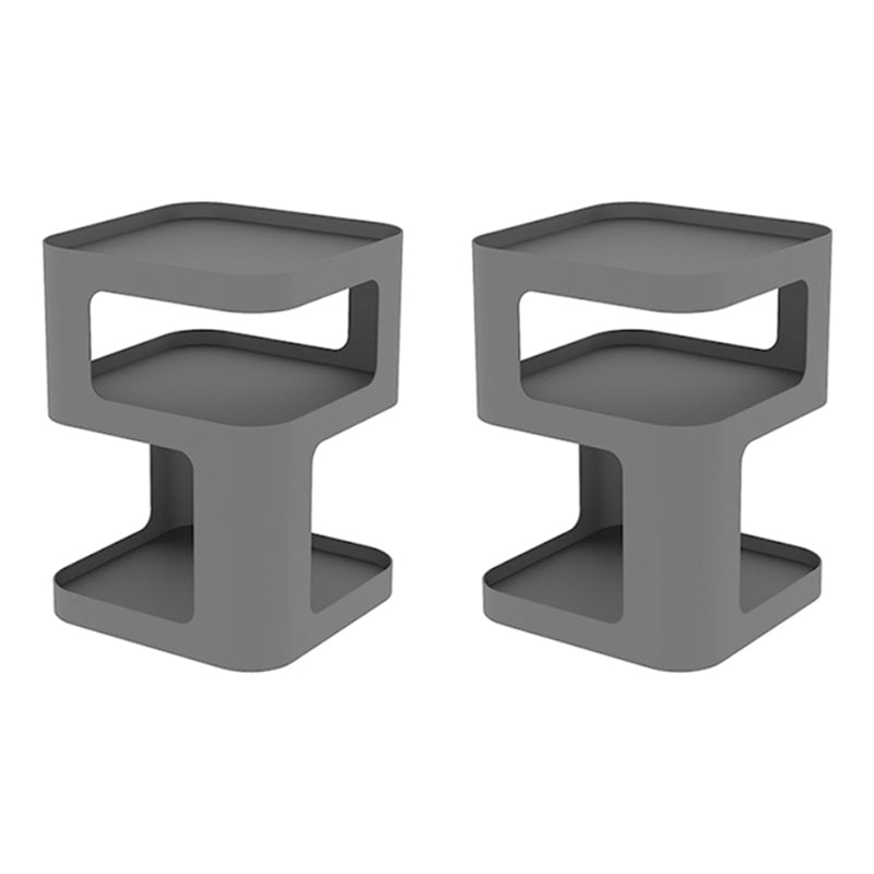 Contemporary Side End Snack Table with Metal Shelves Bedroom Side Table