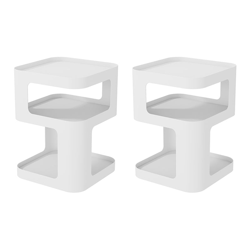 Contemporary Side End Snack Table with Metal Shelves Bedroom Side Table