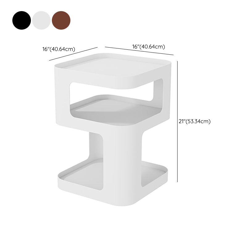 Contemporary Side End Snack Table with Metal Shelves Bedroom Side Table