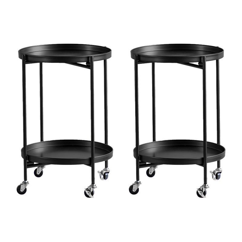 Round Shape Accent Side Table Metal Contemporary with Storage End Table