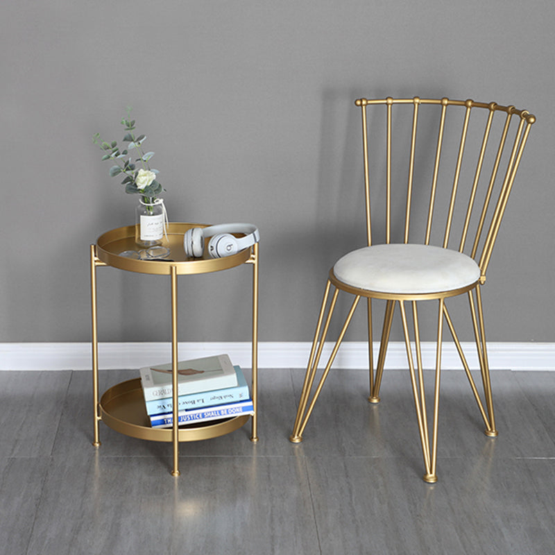 Round Shape Accent Side Table Metal Contemporary with Storage End Table