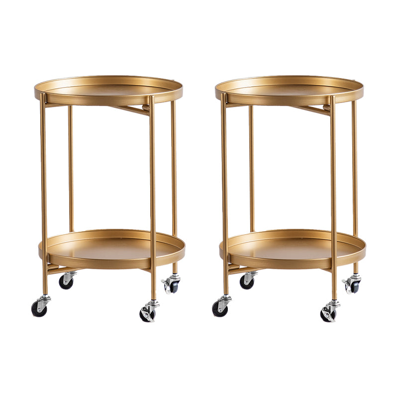 Round Shape Accent Side Table Metal Contemporary with Storage End Table