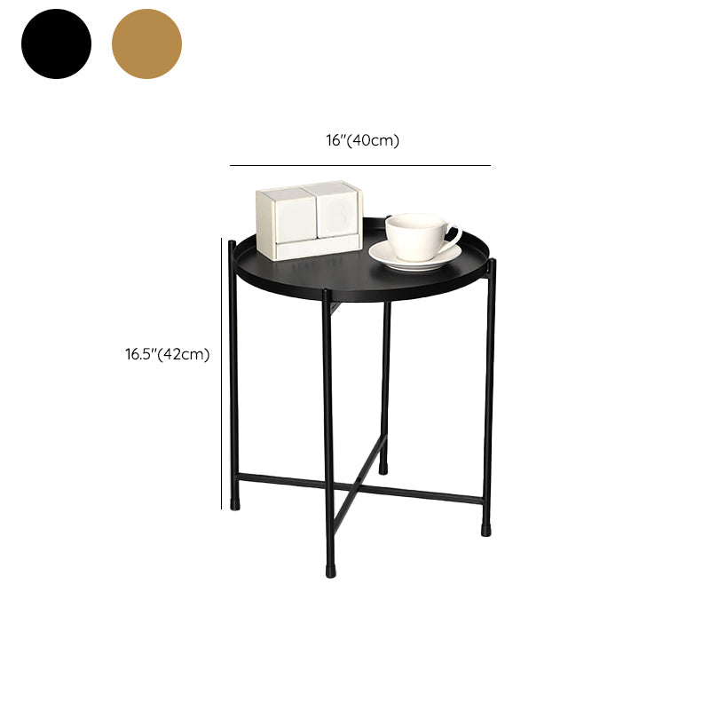 Round Shape Accent Side Table Metal Contemporary with Storage End Table